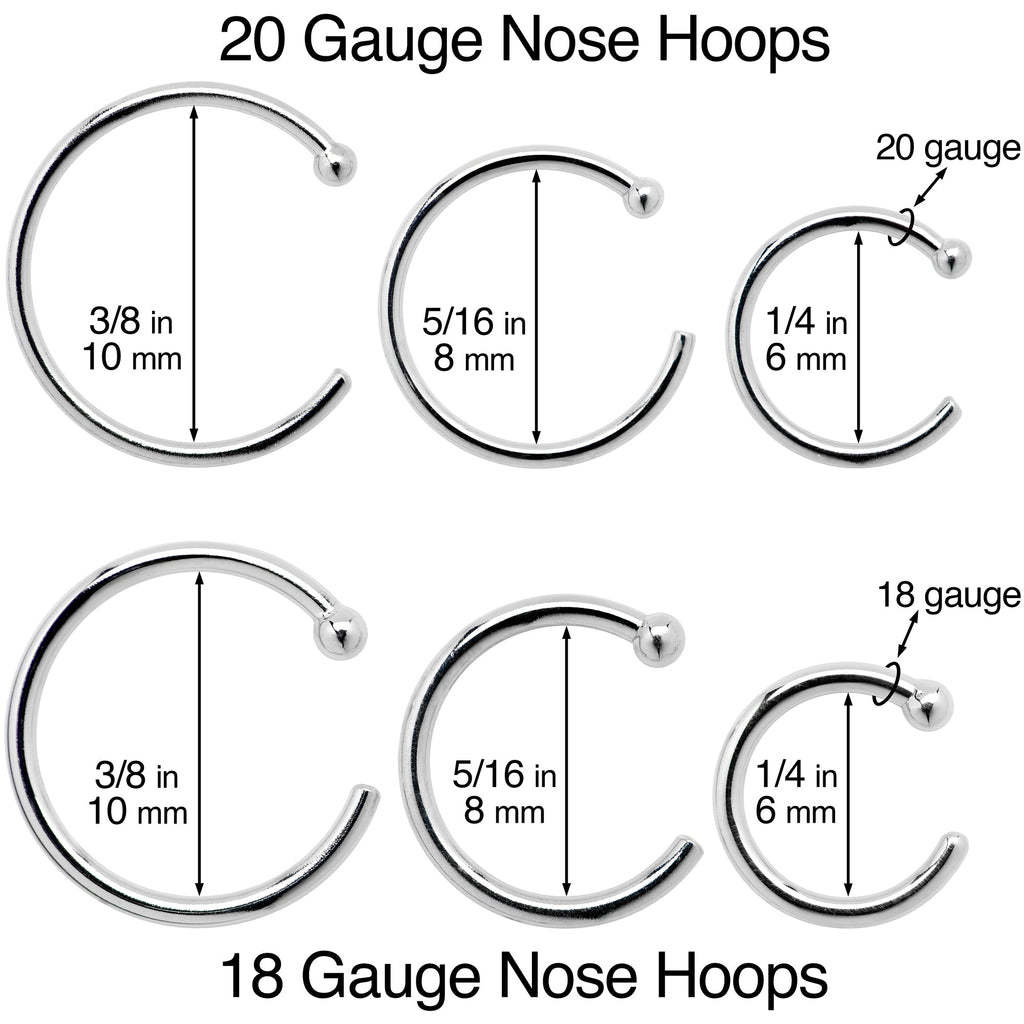 Pale Moon Nose Hoop – 20G Solid 14K White Gold