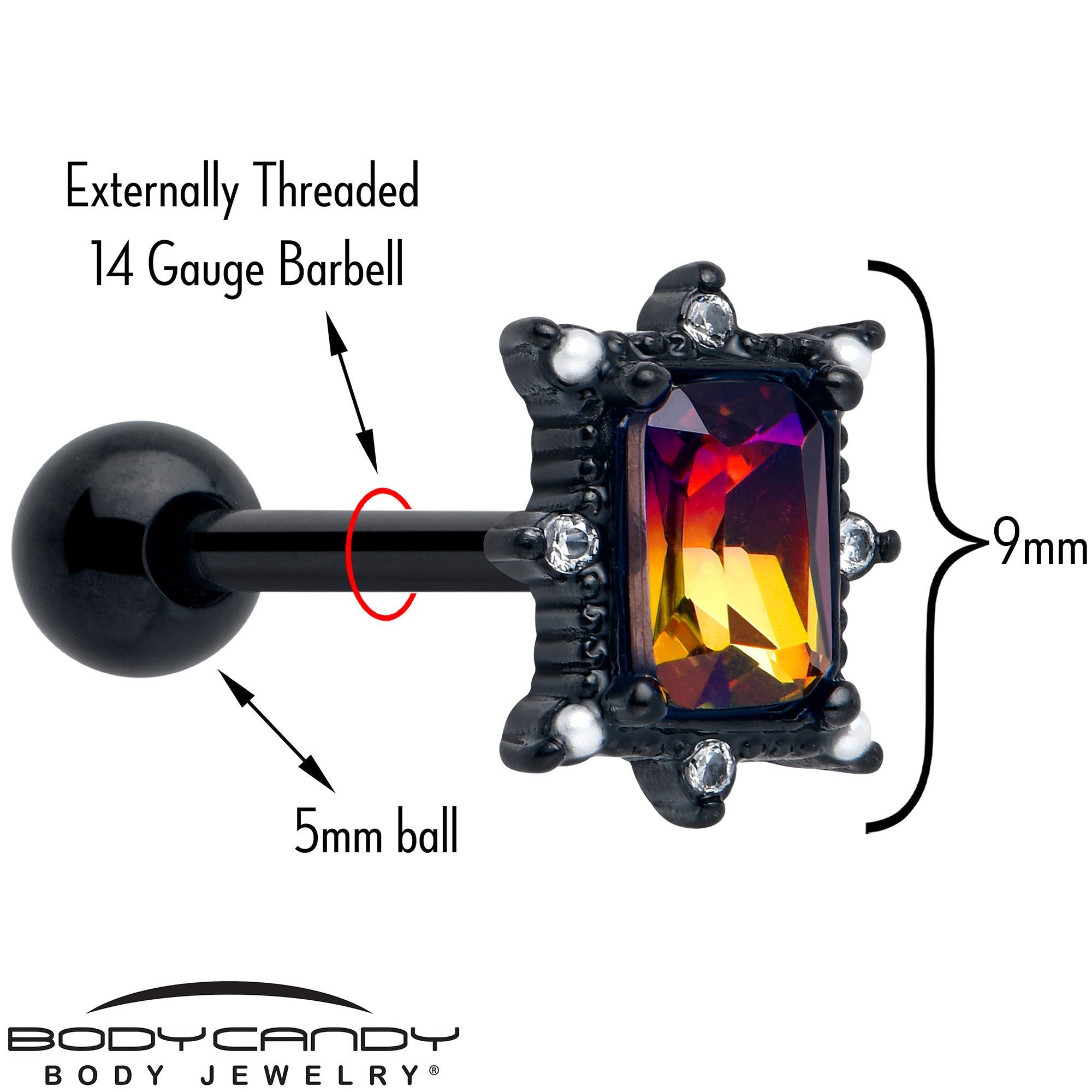 Starfire Tourmaline Tongue Barbell