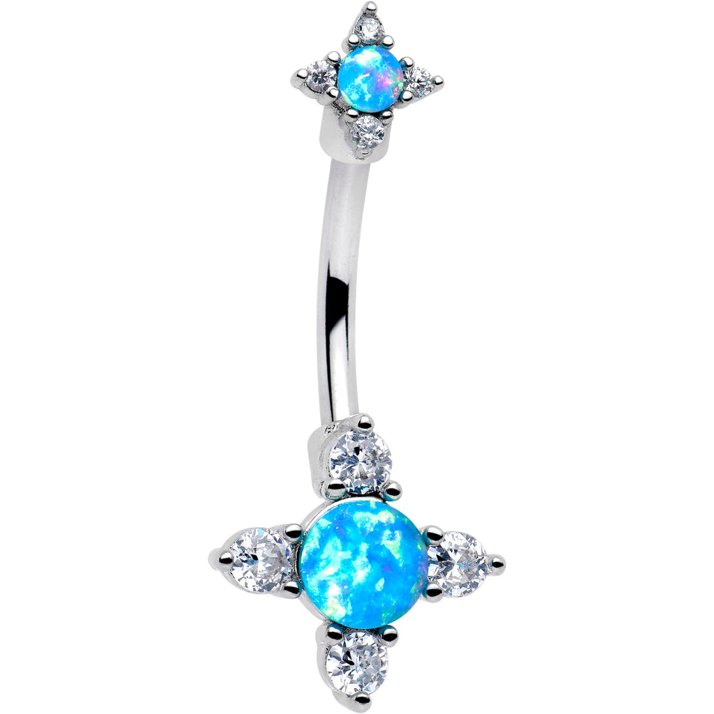 Midnight Star Belly Ring — Blue Opal Double Mount
