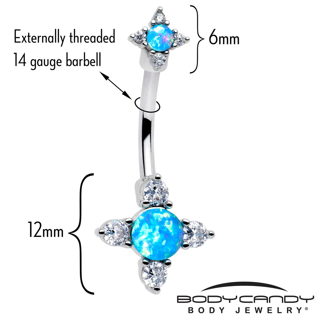 Midnight Star Belly Ring — Blue Opal Double Mount