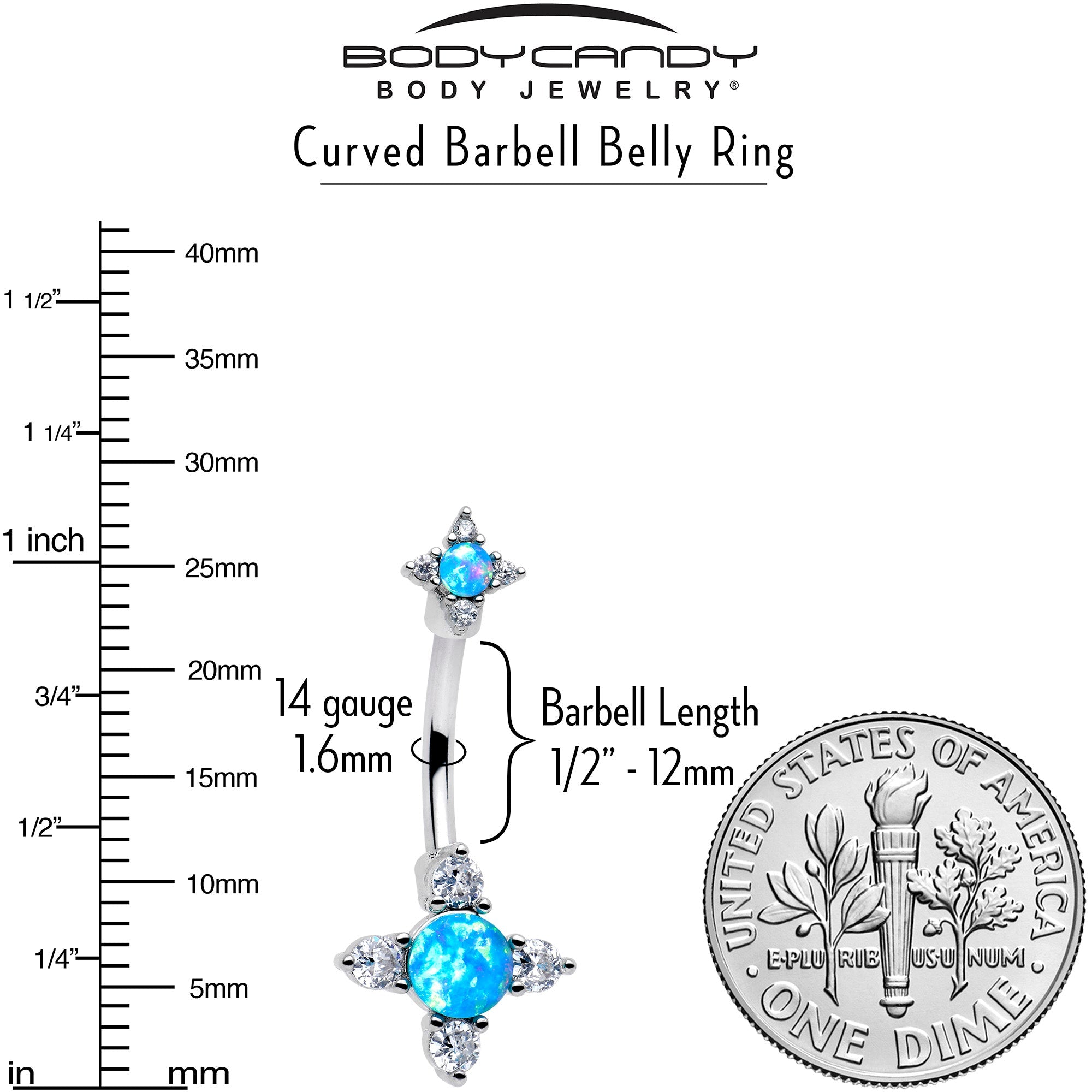 Midnight Star Belly Ring — Blue Opal Double Mount