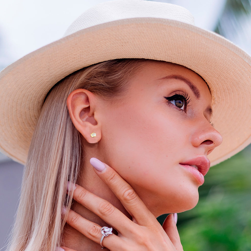 14k Gold Plated Flower Flat Back Earring · Implant Grade Titanium