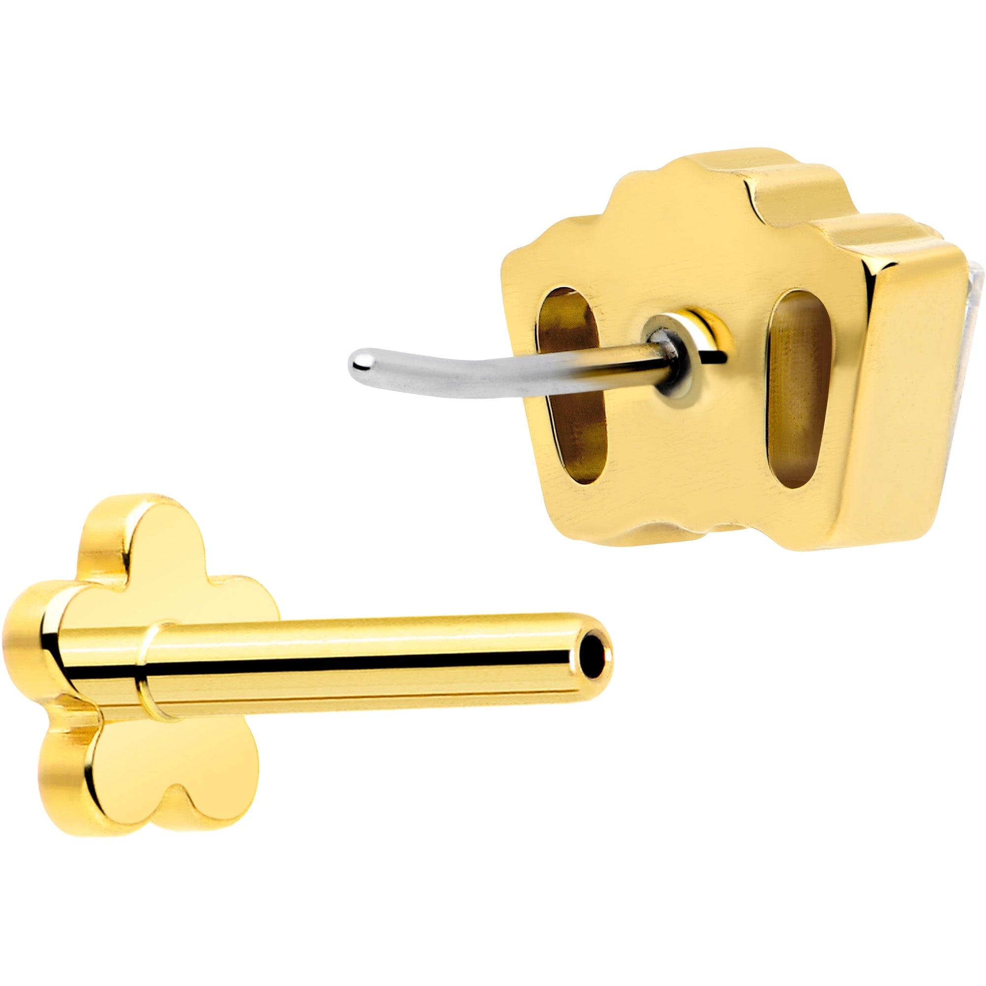 14k Gold Plated Flower Flat Back Earring · Implant Grade Titanium