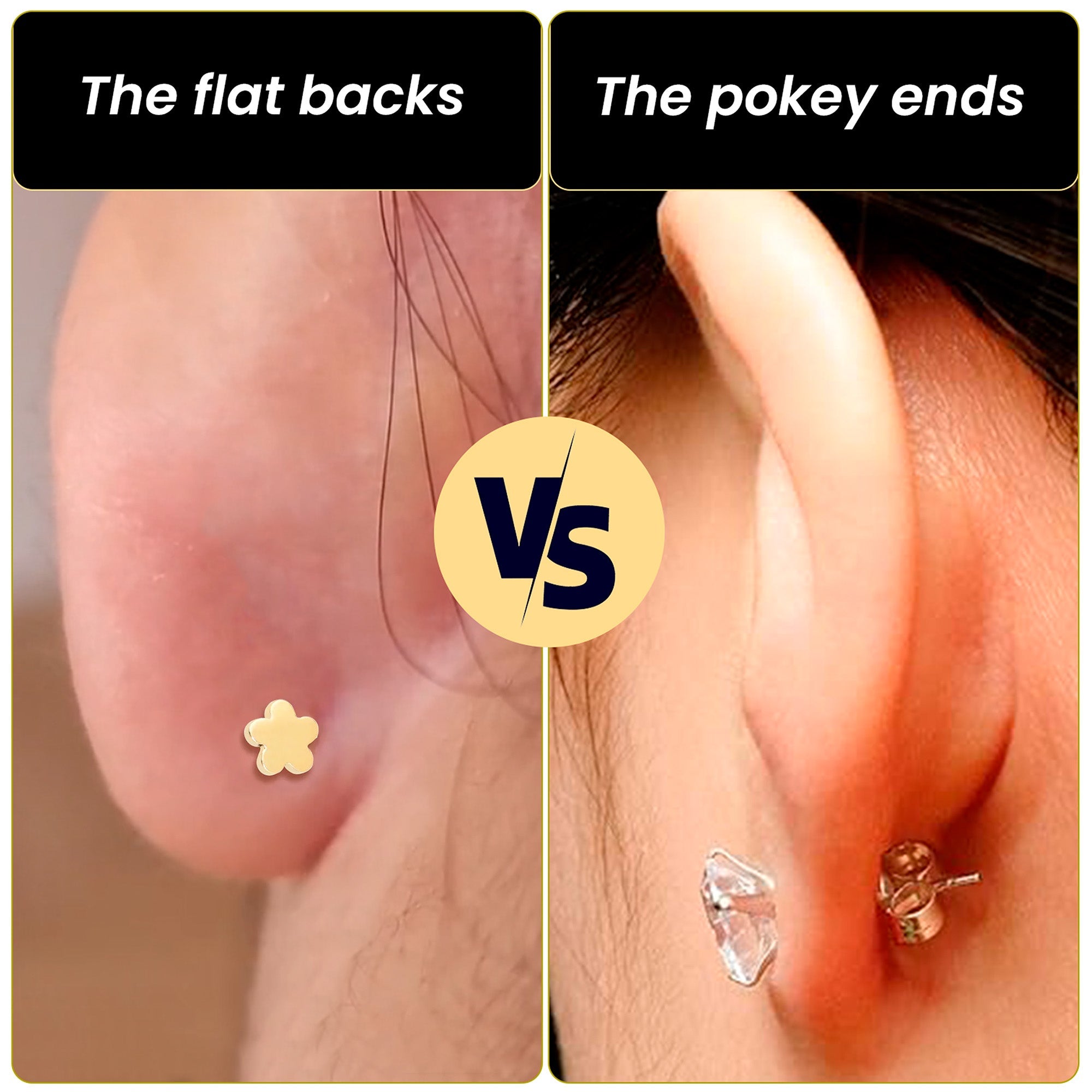 14k Gold Plated Flower Flat Back Earring · Implant Grade Titanium