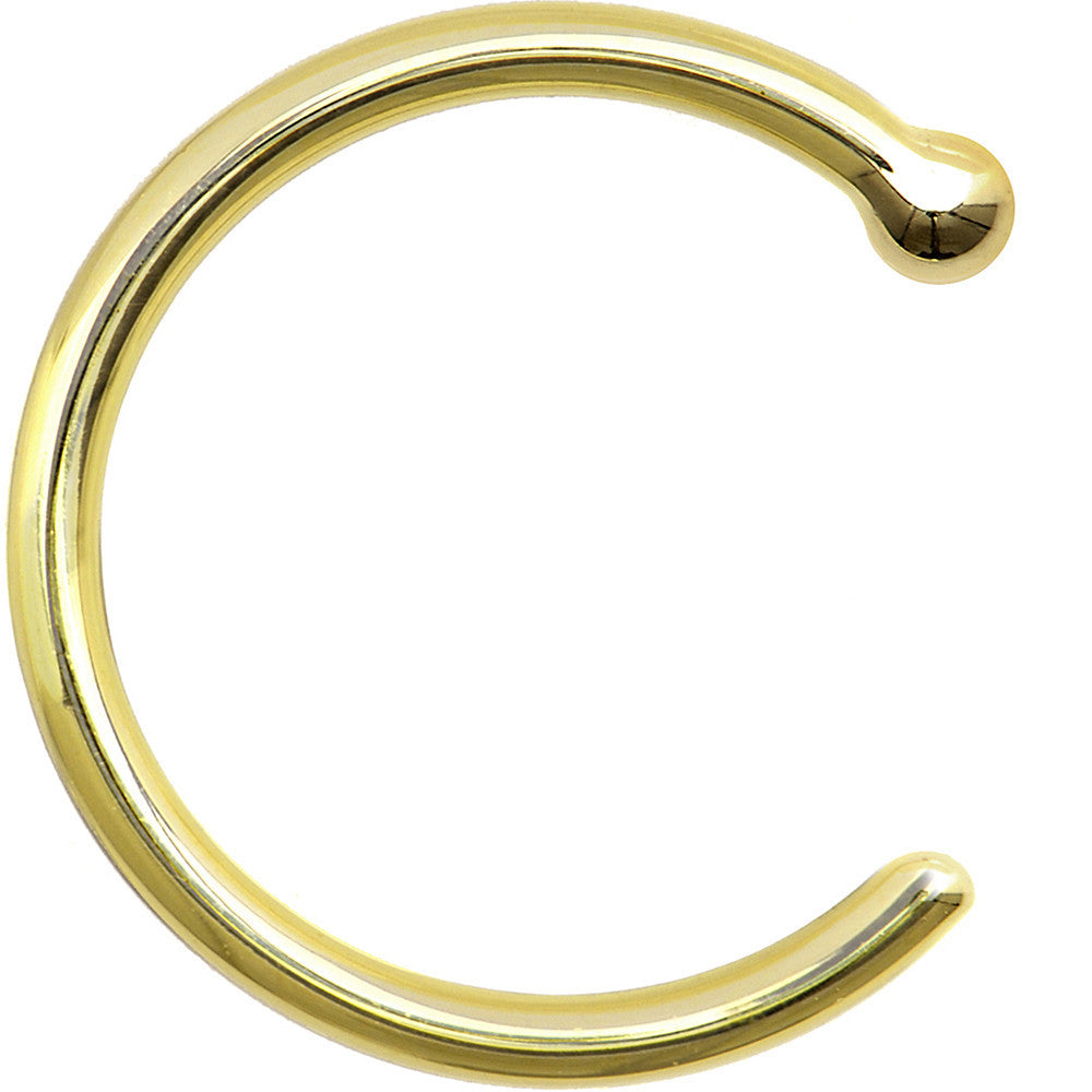 Golden Moon Nose Hoop – 18G Solid 14K Yellow Gold