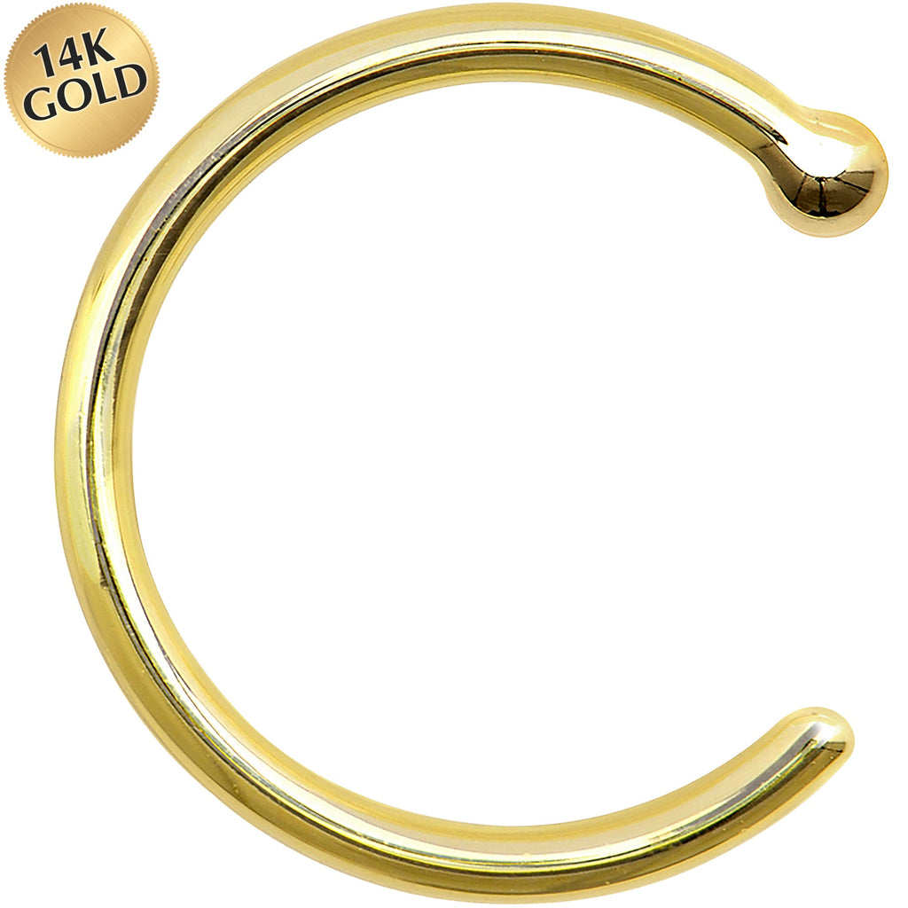 Golden Moon Nose Hoop – 18G Solid 14K Yellow Gold