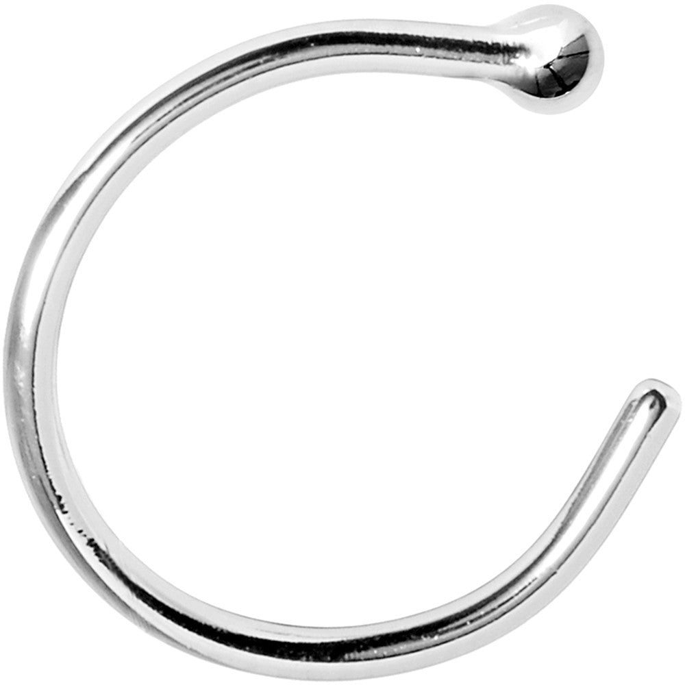 Pale Moon Nose Hoop – 20G Solid 14K White Gold