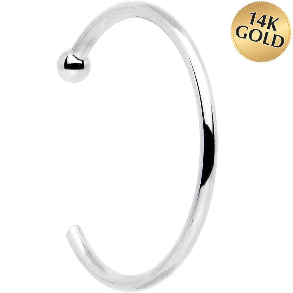 Pale Moon Nose Hoop – 20G Solid 14K White Gold