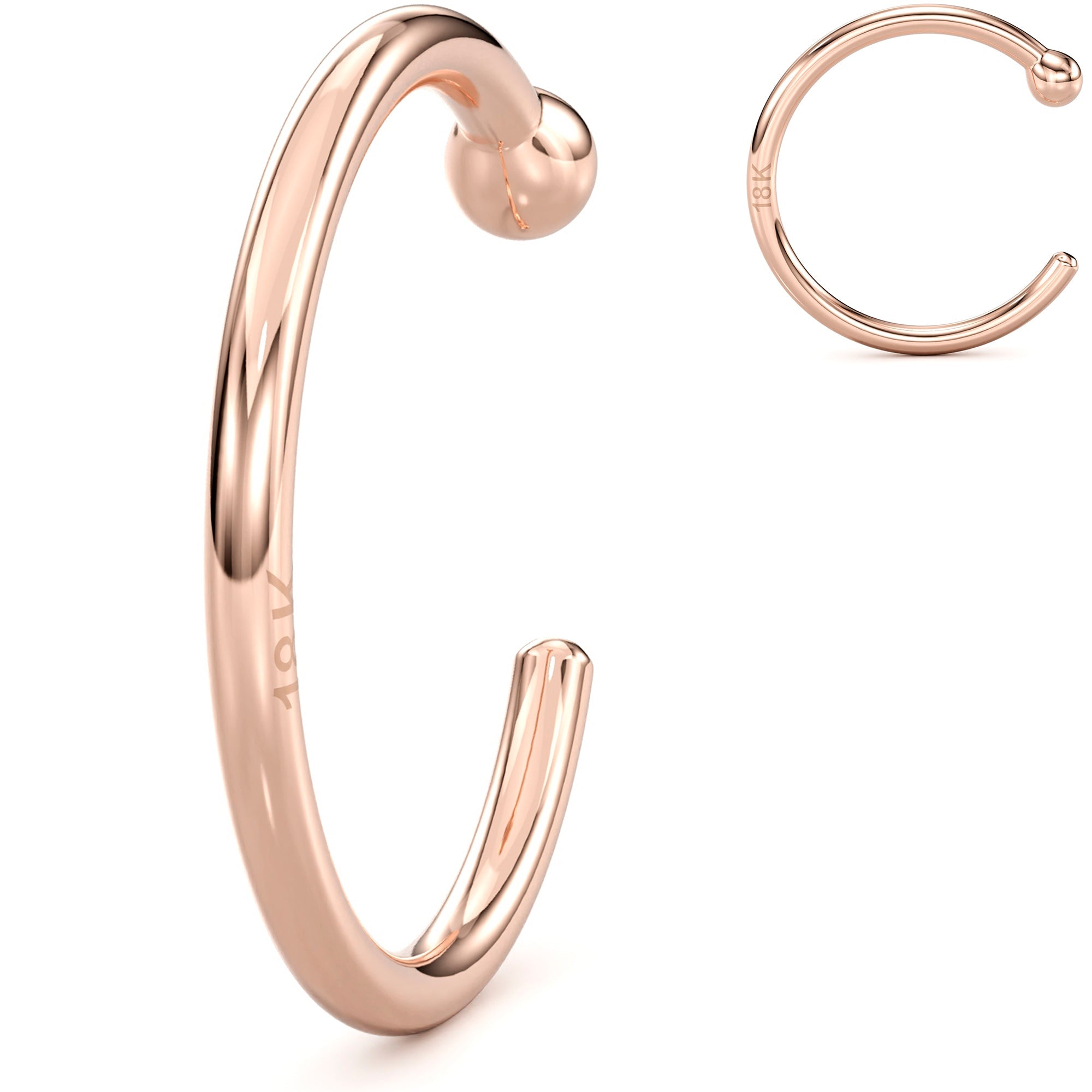 Rosy Dawn Nose Hoop – 20G Solid 18K Rose Gold