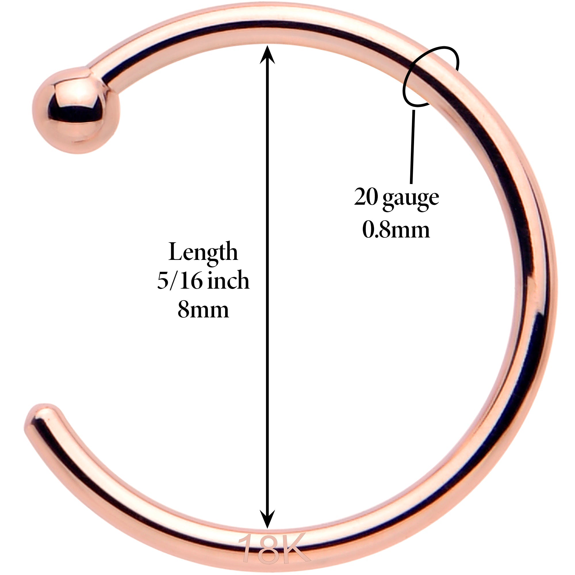 Rosy Dawn Nose Hoop – 20G Solid 18K Rose Gold
