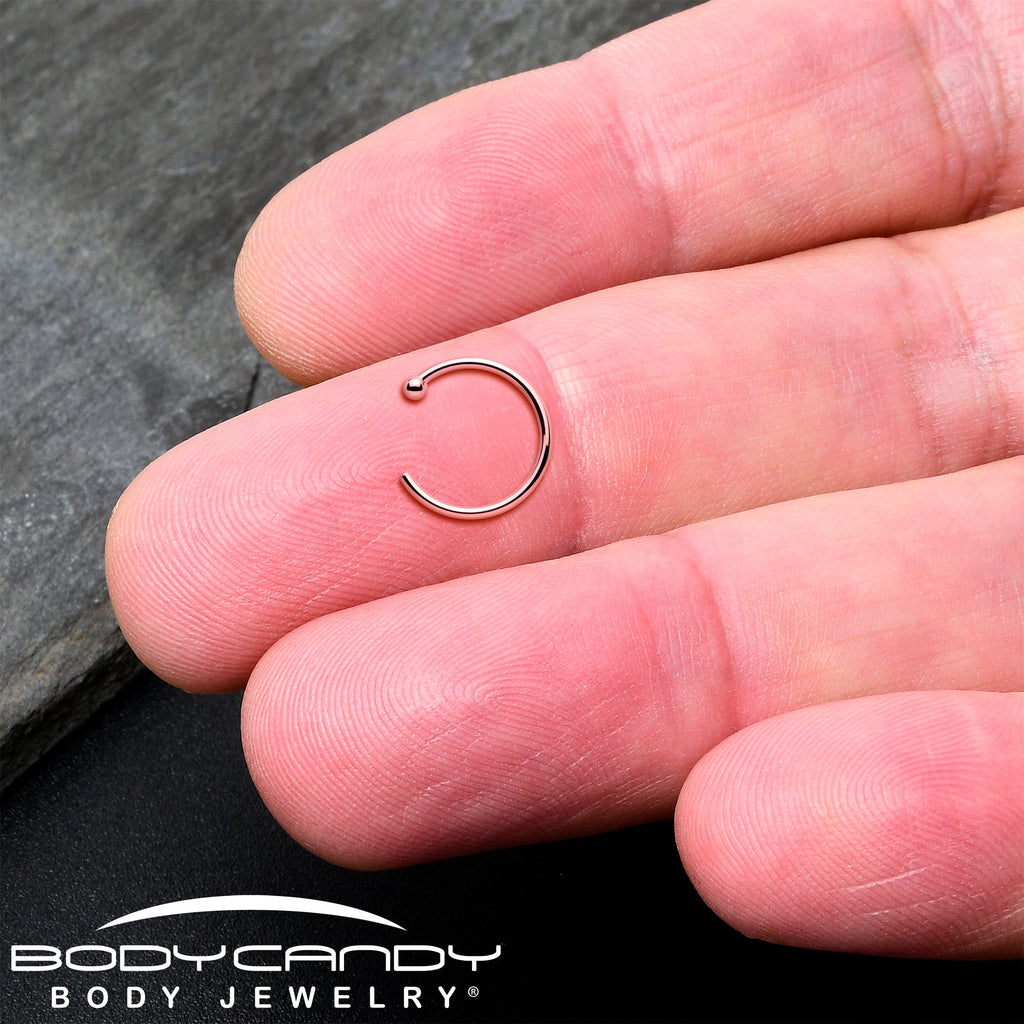 Rosy Dawn Nose Hoop – 20G Solid 18K Rose Gold