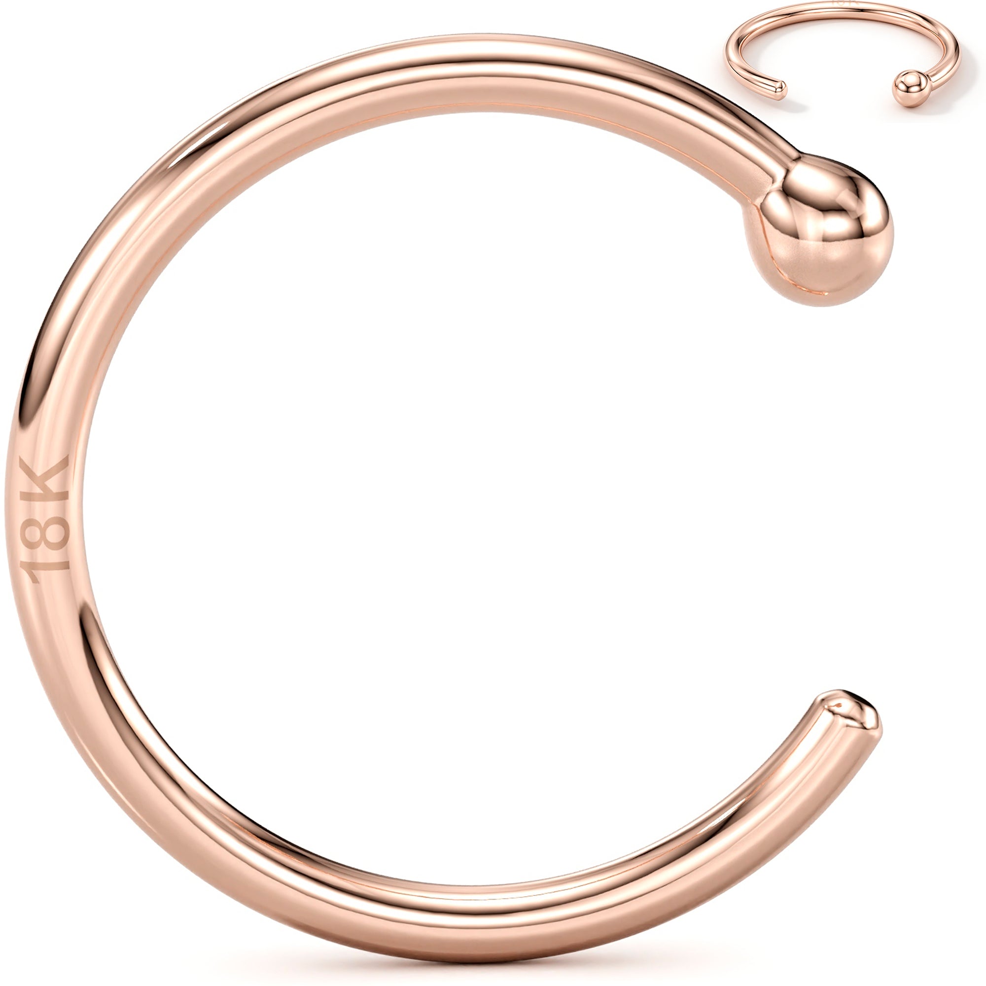 Rosy Dawn Nose Hoop – 20G Solid 18K Rose Gold
