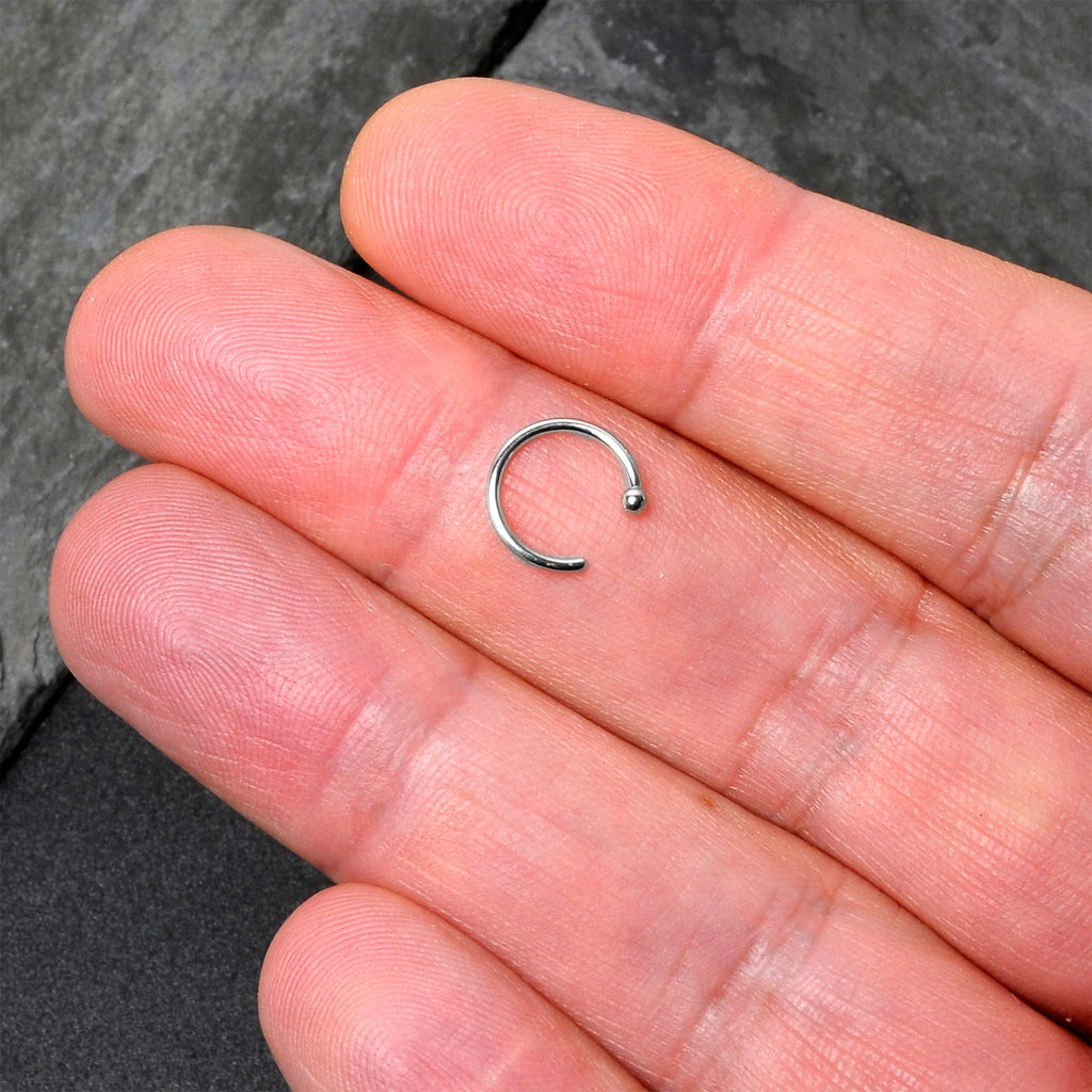Pale Moon Nose Hoop – 20G Solid 14K White Gold