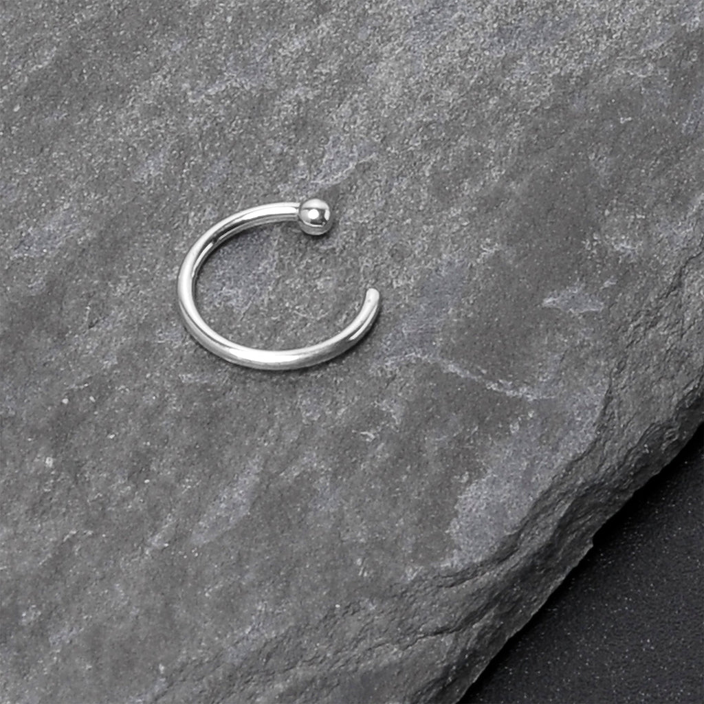 Pale Moon Nose Hoop – 20G Solid 14K White Gold
