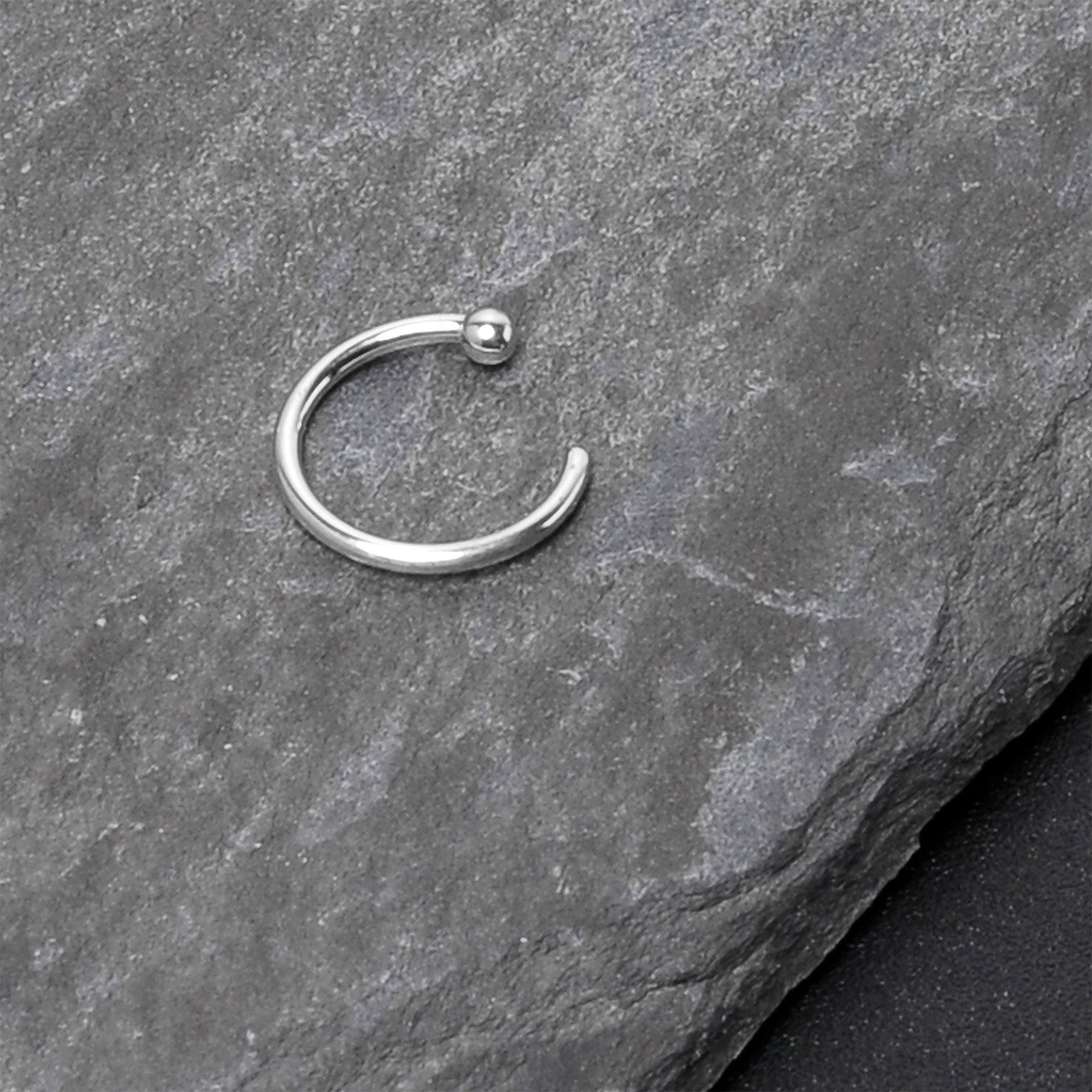 Pale Moon Nose Hoop – 20G Solid 14K White Gold
