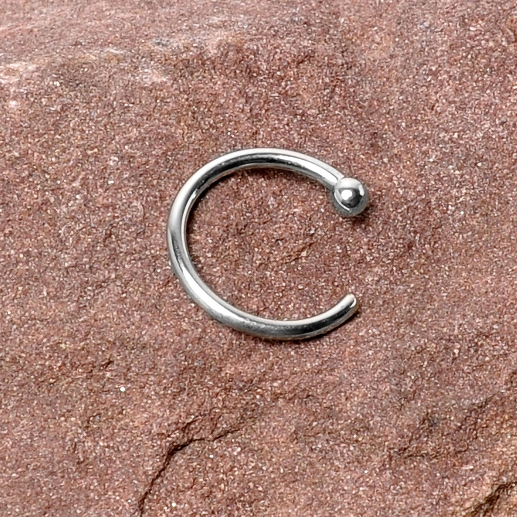 Pale Moon Nose Hoop – 20G Solid 14K White Gold