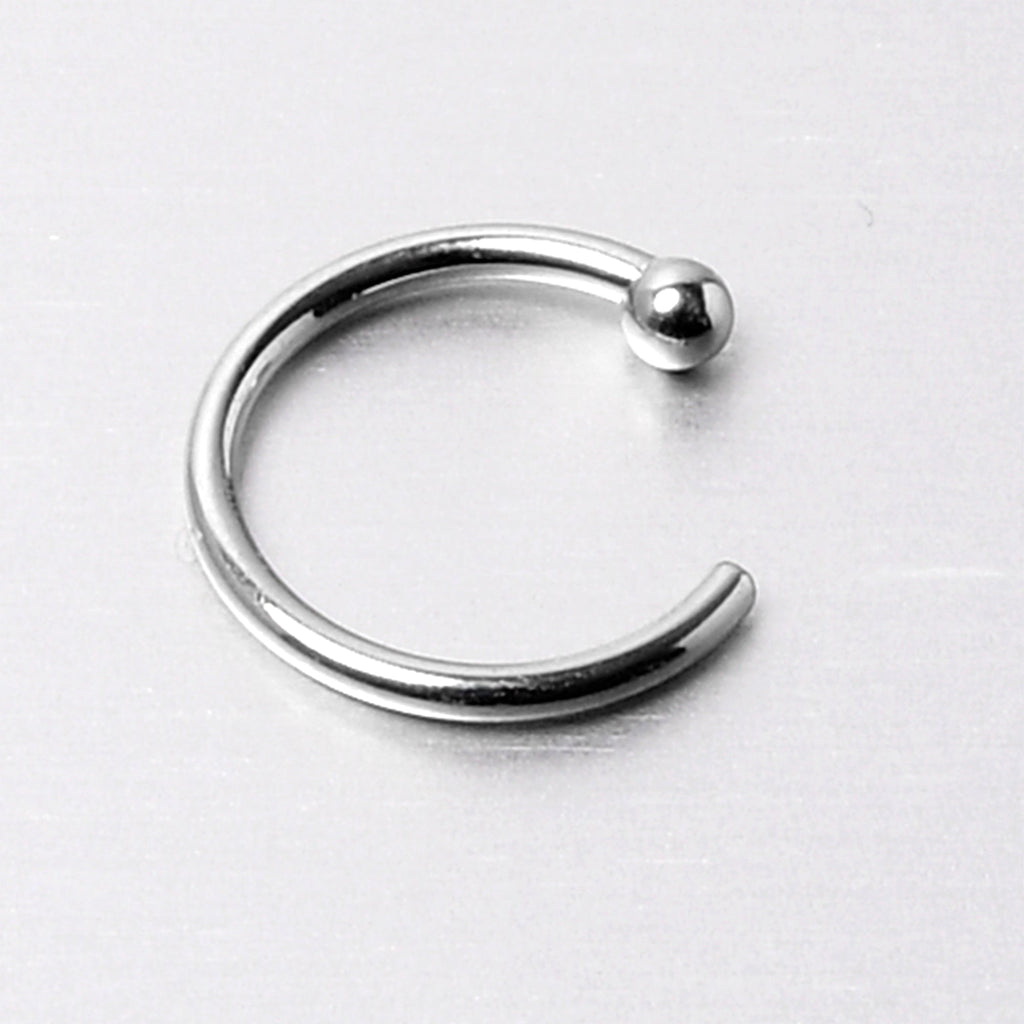 Pale Moon Nose Hoop – 20G Solid 14K White Gold