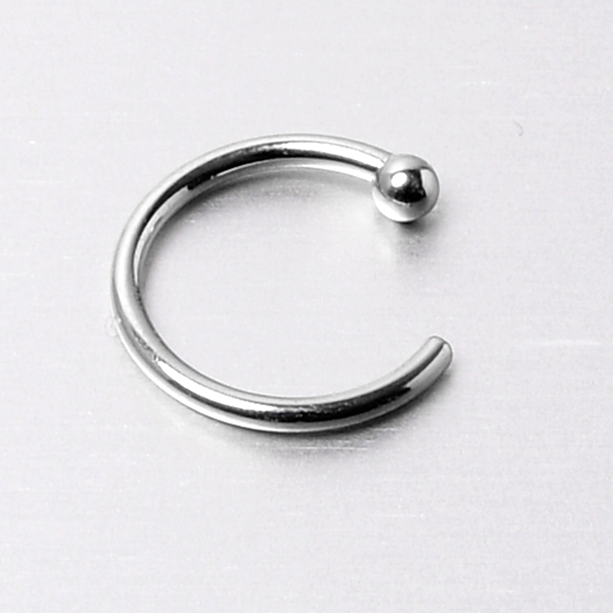 Pale Moon Nose Hoop – 20G Solid 14K White Gold